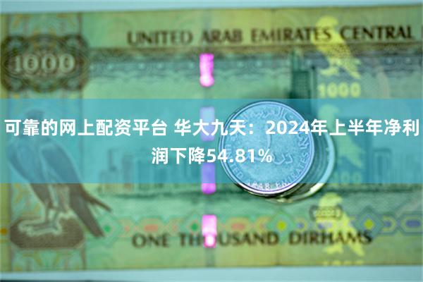 可靠的网上配资平台 华大九天：2024年上半年净利润下降54.81%