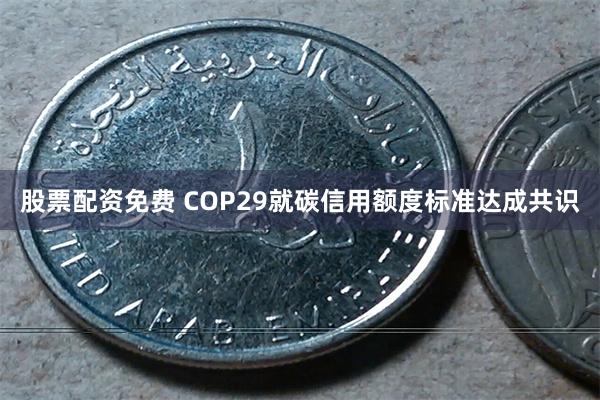 股票配资免费 COP29就碳信用额度标准达成共识