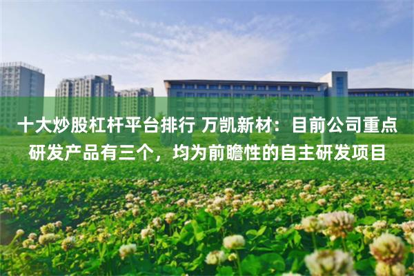 十大炒股杠杆平台排行 万凯新材：目前公司重点研发产品有三个，均为前瞻性的自主研发项目